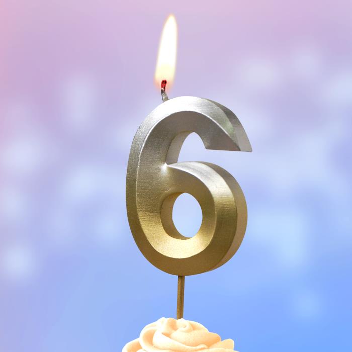 свеча тортовая на шпажке 6 "Золото-серебро"