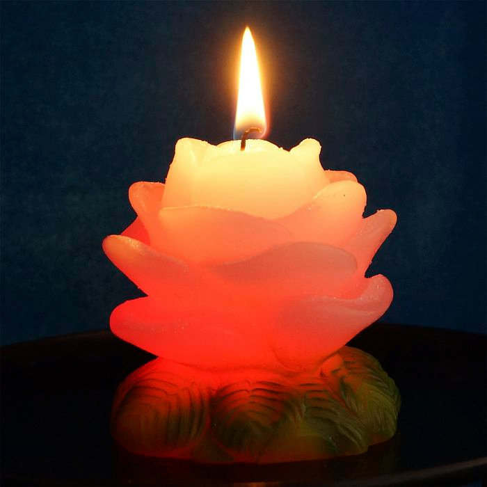 свеча мигающая  Роза малая ароматиз.
