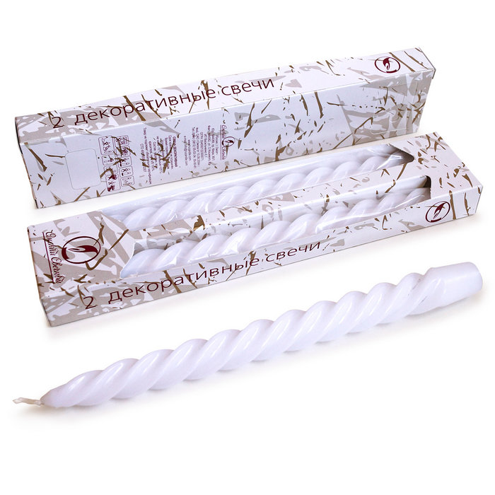 свеча витая 2 шт белая