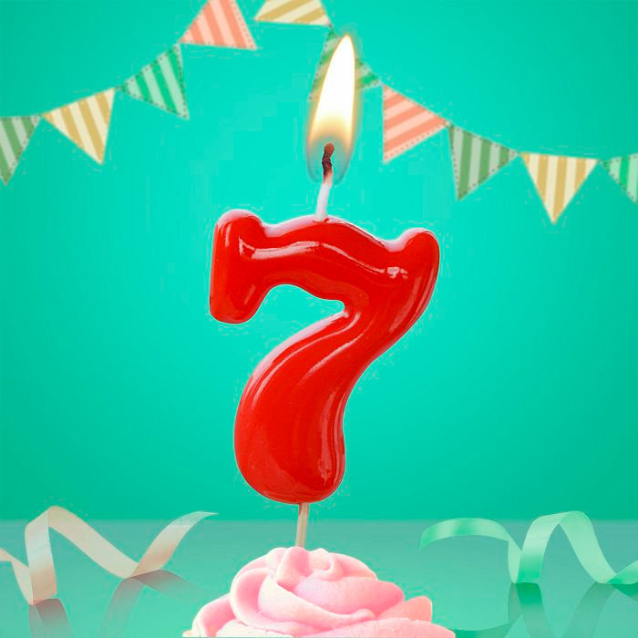 свеча тортовая на шпажке красная 7