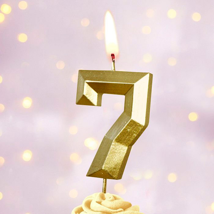 свеча тортовая на шпажке 7 "Золотые грани"