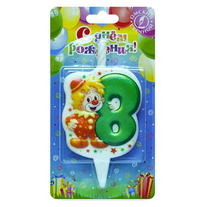свеча тортовая 8 "клоун"