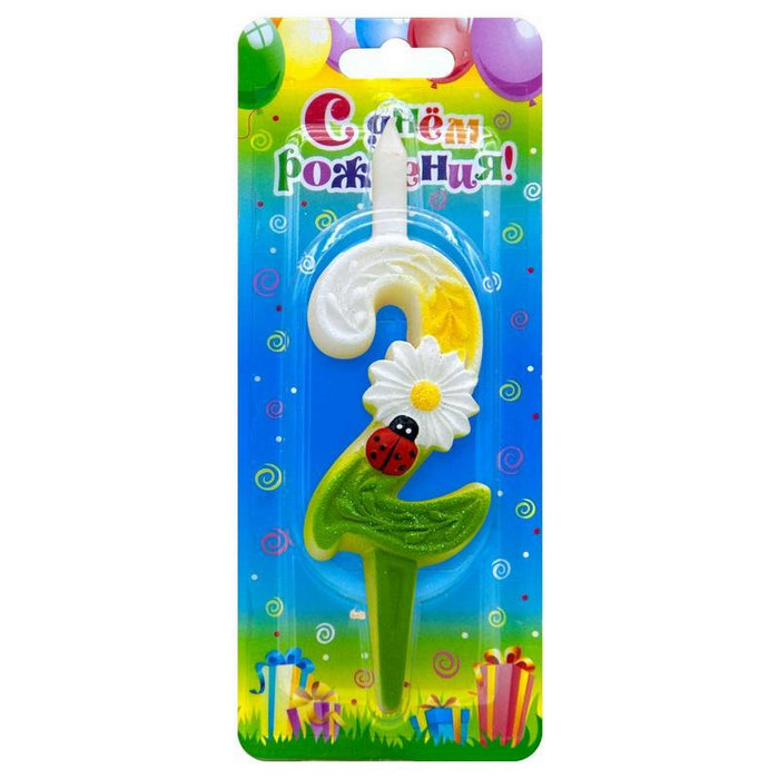 свеча тортовые цифры с ромашками 2