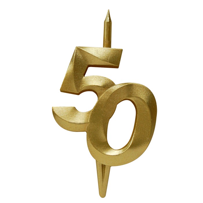 свеча тортовая витая юбилейная 50 "золотая"