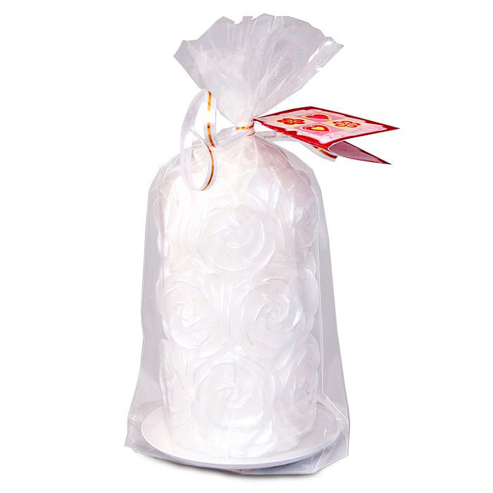 свеча пенек "В розах" белый