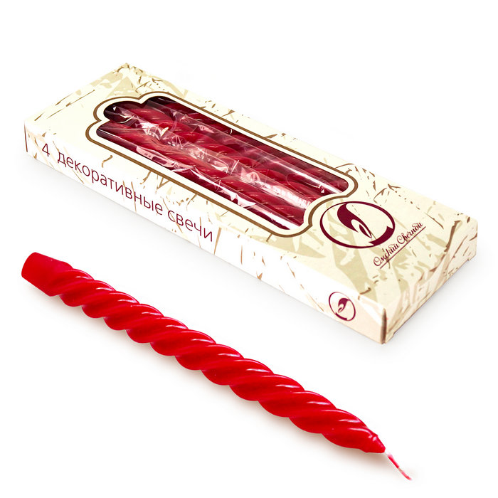 свеча витая 4 шт красная