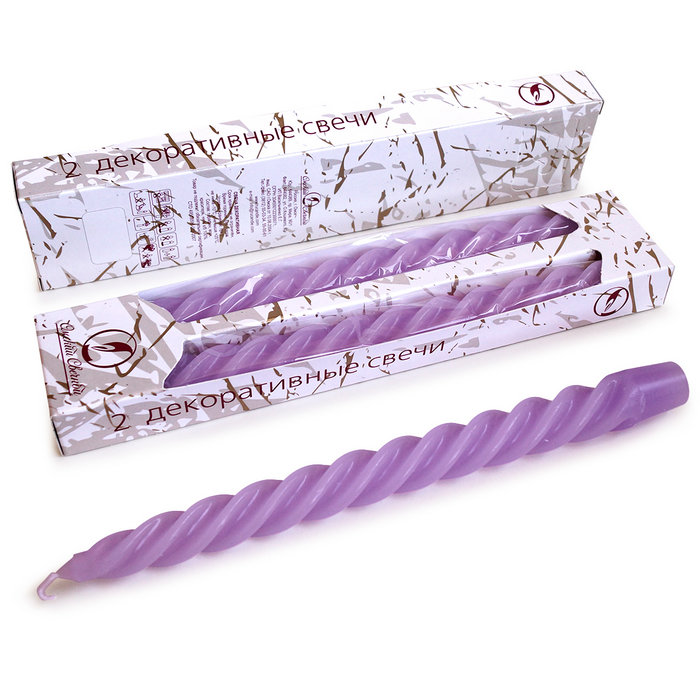 свеча витая 2 шт сиреневая