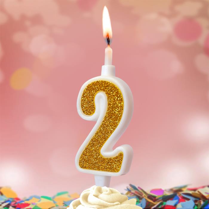 свеча тортовая 2 "суперблеск" золото