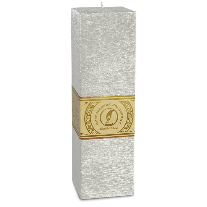 свеча квадратная призма 75х75х250 серебро