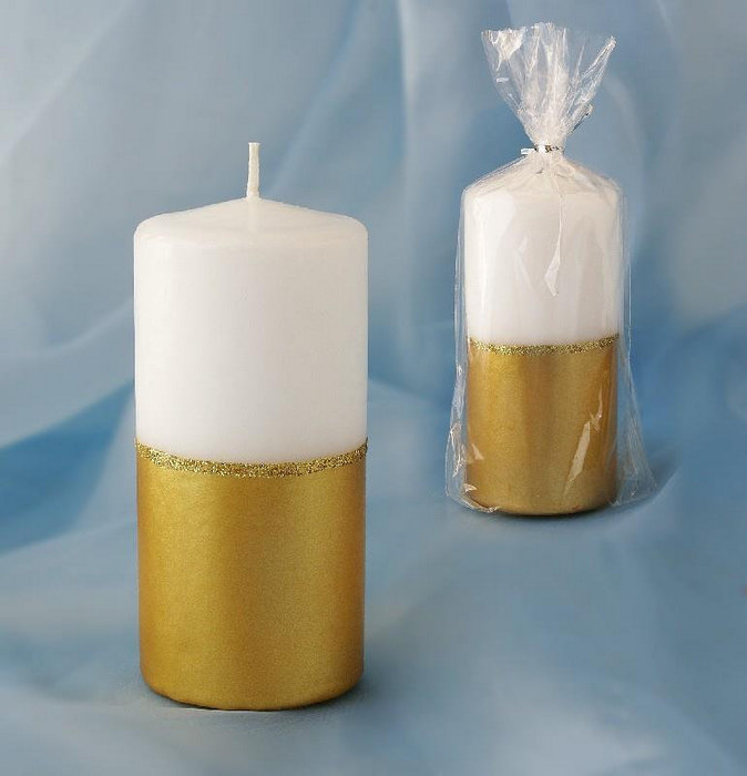 свеча пенек 60x125 "золотисто-белый"