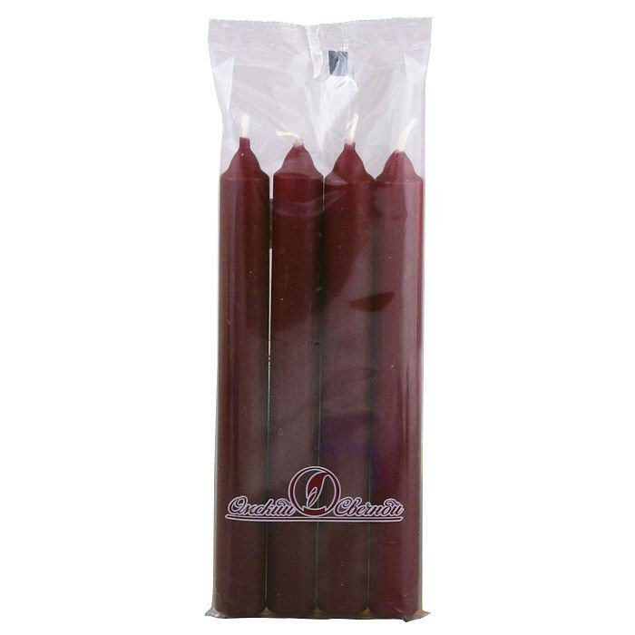 свеча столовая 40 гр бордовая 4 шт