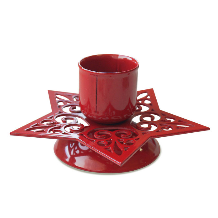 подсвечник "звезда узорная" красный