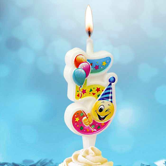 свеча тортовая "Смайлик с шарами" 5