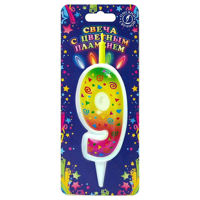 свеча торт. с цветным пламенем 9