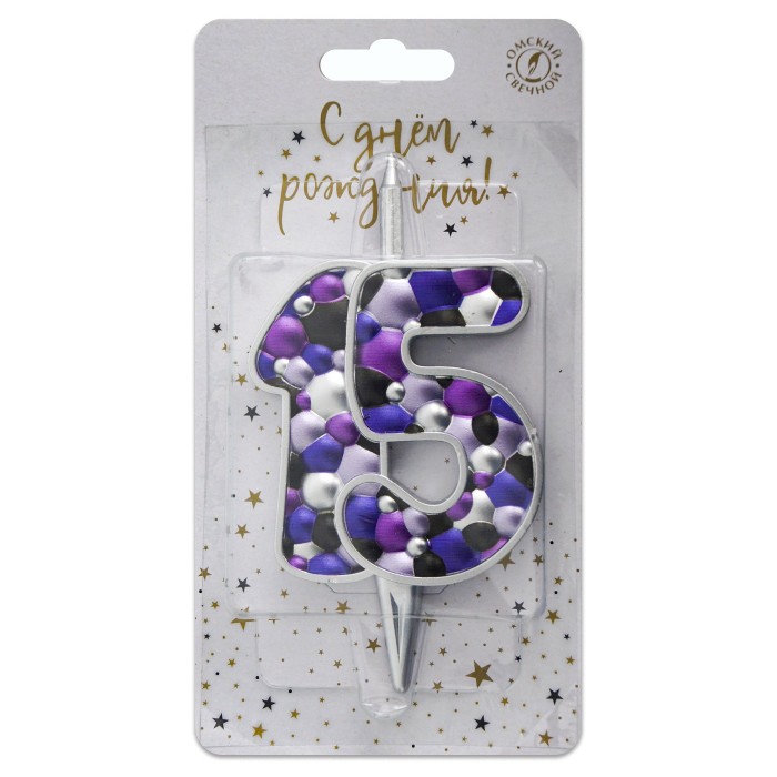 свеча тортовая  15 "пузырьки  серебро"