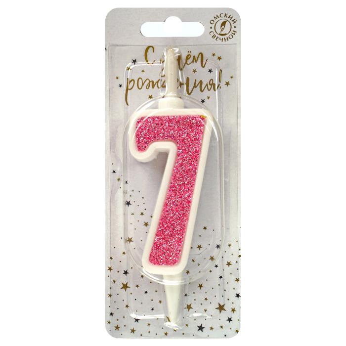 свеча тортовая 7 "суперблеск" розовый