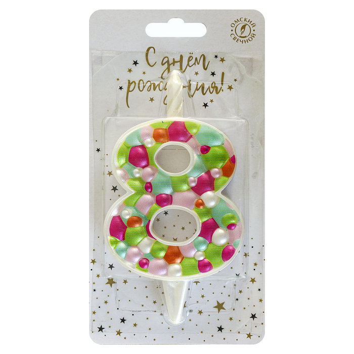 свеча тортовая 8 "Пузырьки" микс