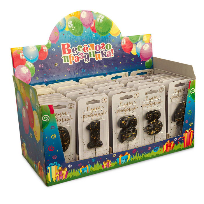 шоу-бокс со свечами  (цифры) "черные брызги"