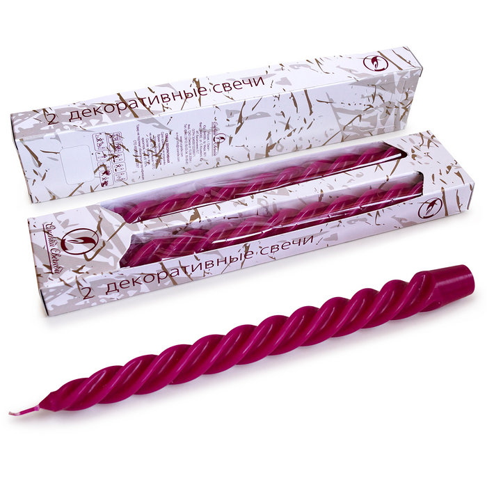 свеча витая 2 шт малиновая