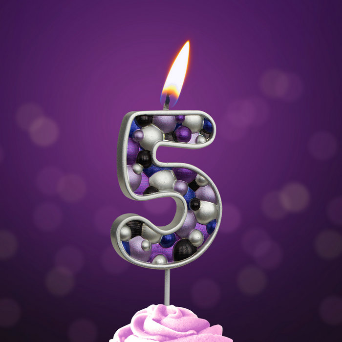 свеча тортовая "пузырьки" мал 5 серебро