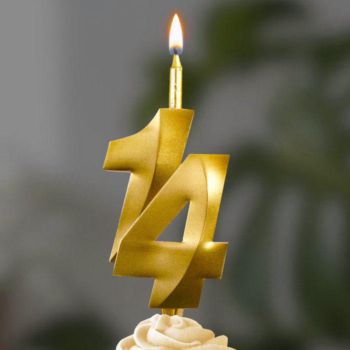 свеча тортовая витая  14 "золотая"