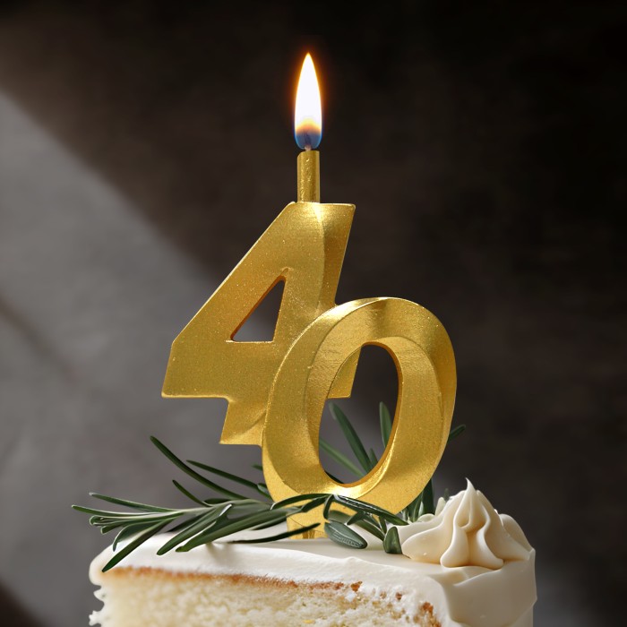 свеча тортовая витая юбилейная 40 "золотая"