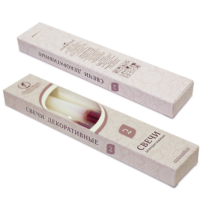 свеча античная 2 шт рубиново-белая
