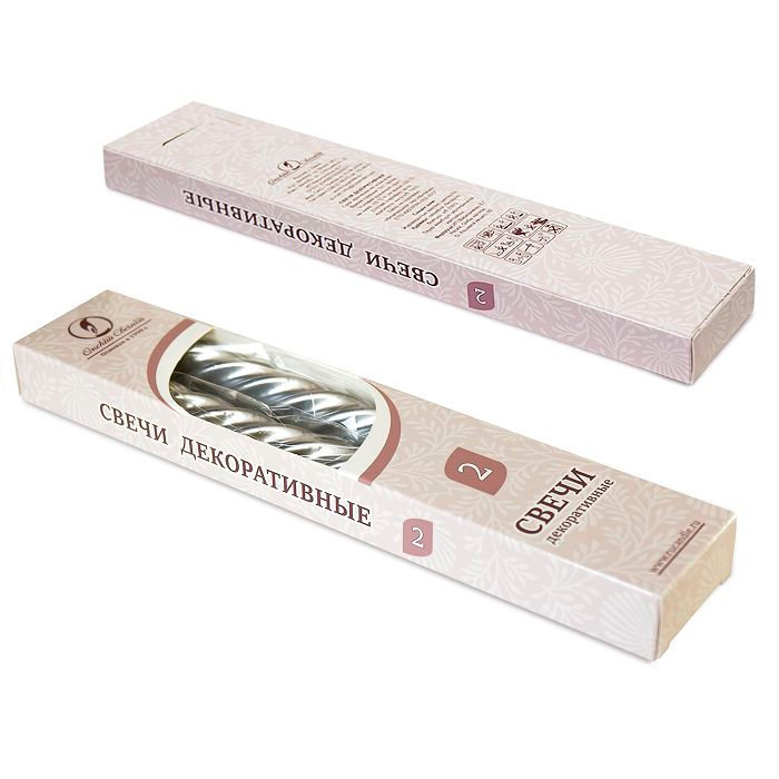 свеча витая 2 шт серебряная