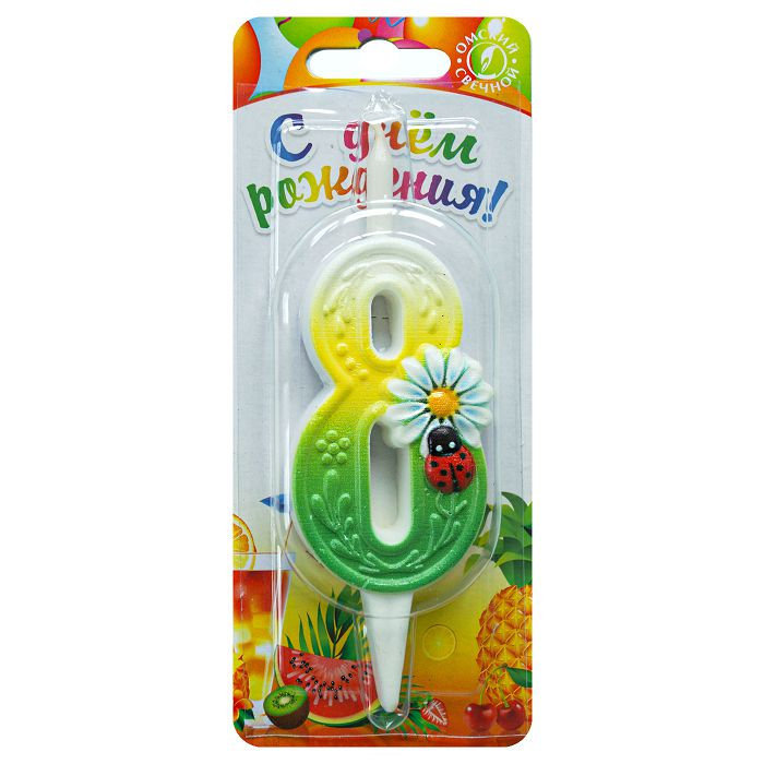 свеча тортовые цифры с ромашками 8
