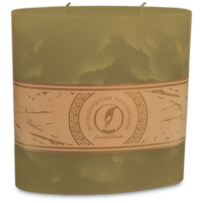 свеча овальная призма 150х75х150 2 фитиля оливковый
