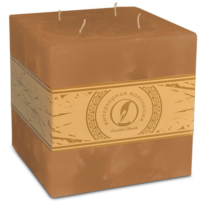 свеча куб 125 4 фитиля коричневый