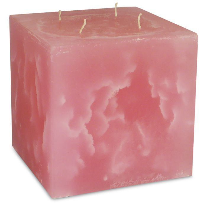 свеча куб 125 4 фитиля розовый