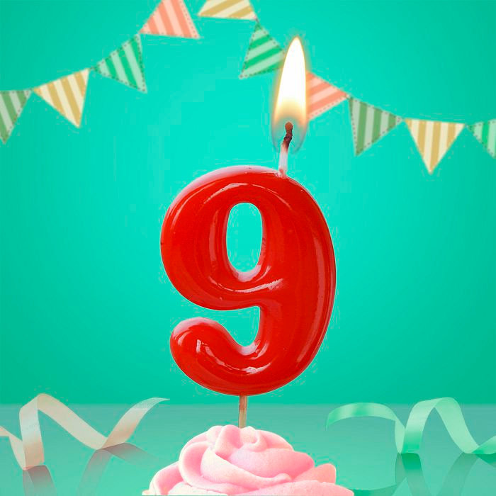 свеча тортовая на шпажке красная 9