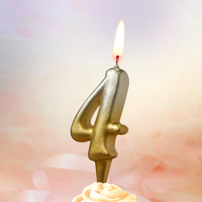 свечи тортовые цифры "золото-серебро" 4