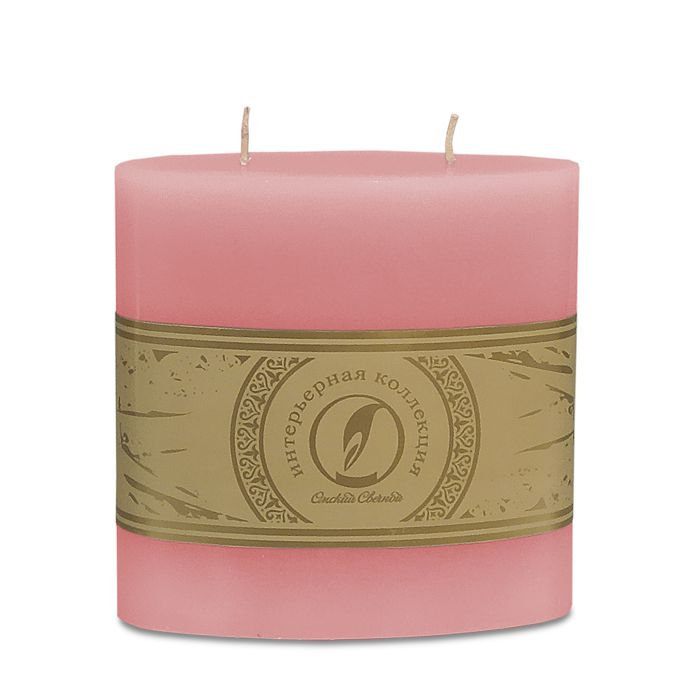 свеча овальная призма 125х63х125 2 фитиля розовый