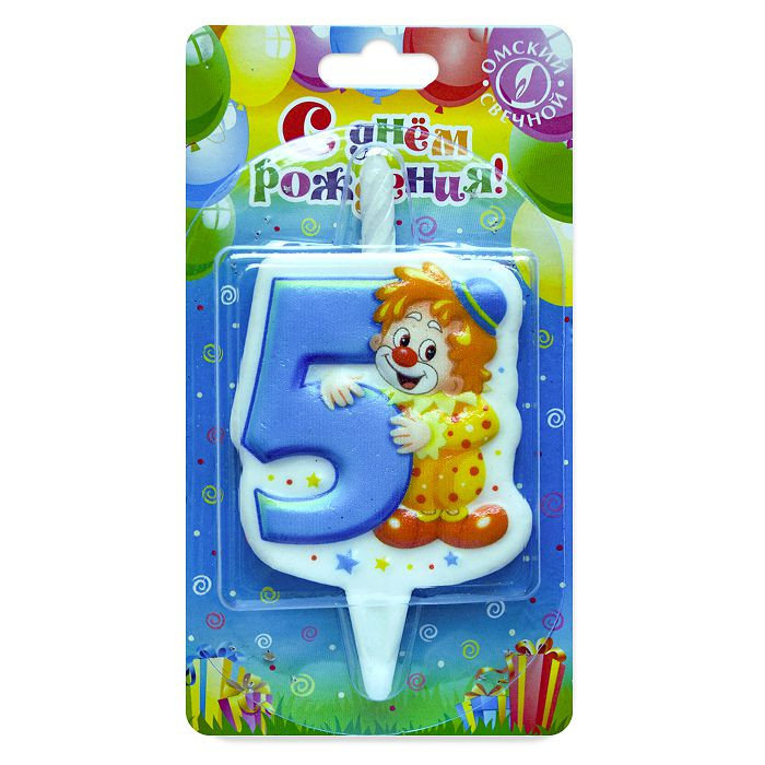 свеча тортовая 5 "клоун"