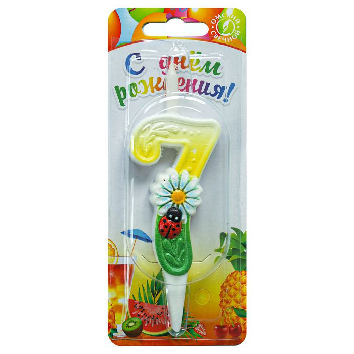 свеча тортовые цифры с ромашками 7