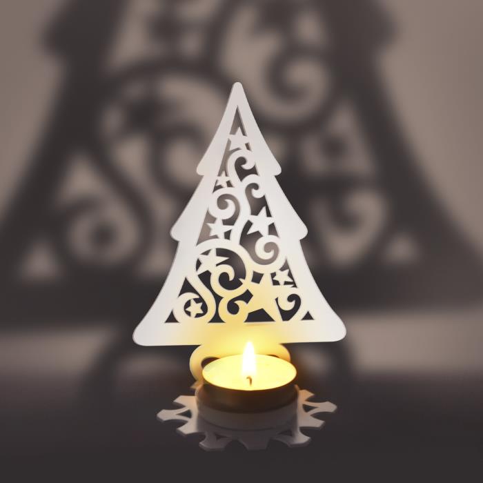 подсвечник "елка со звездами"  белый