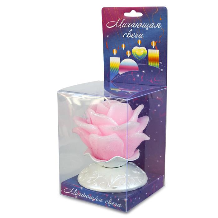 свеча мигающая хамелеон Роза на подсвеч. аромат.