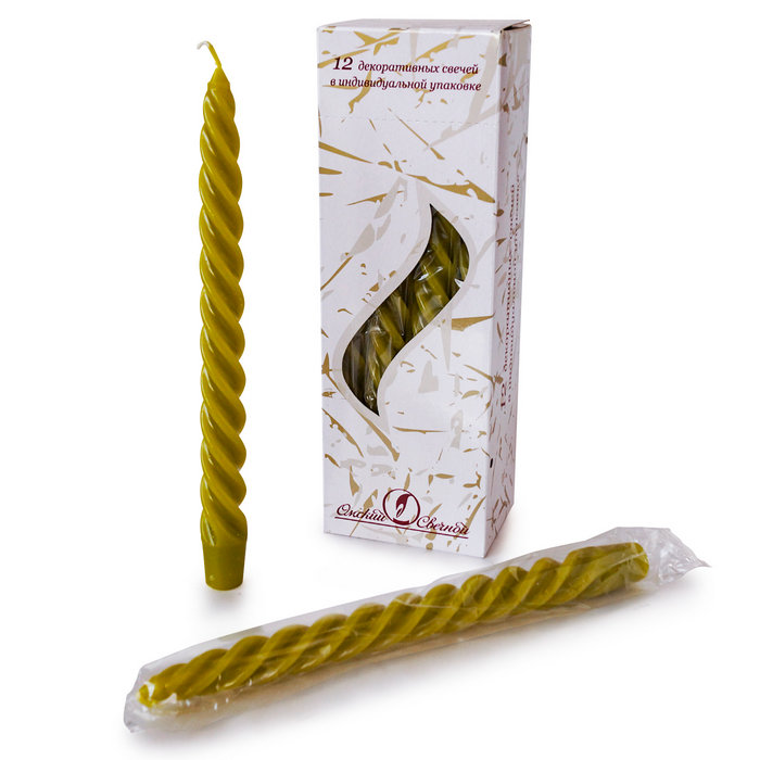свеча витая 12 шт оливковая