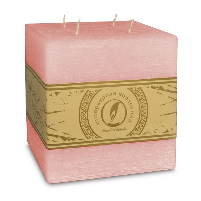 свеча куб 125 4 фитиля розовый