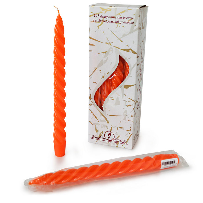 свеча витая 12 шт оранжевая