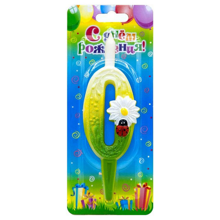 свеча тортовые цифры с ромашками 0