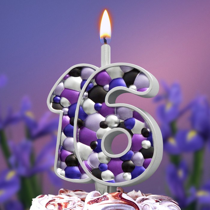 свеча тортовая   16 "пузырьки  серебро"