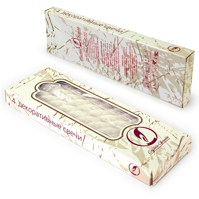 свеча витая 4 шт белая