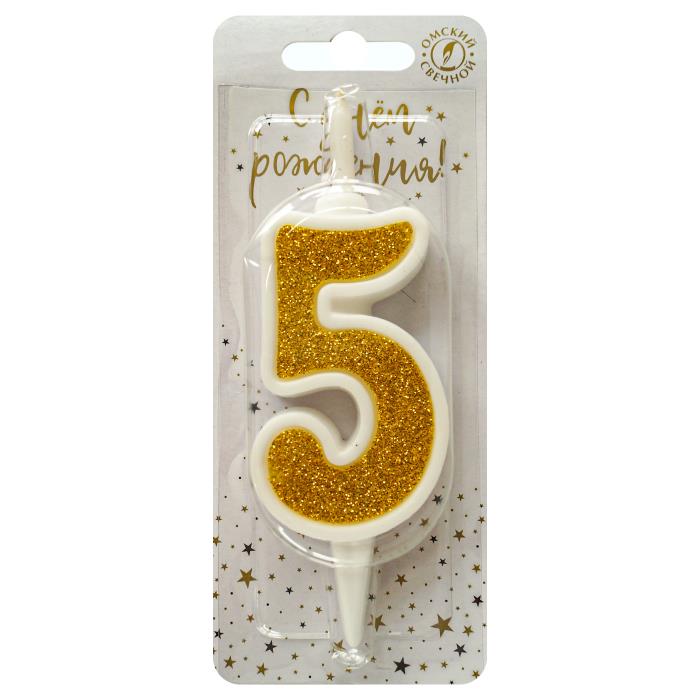свеча тортовая 5 "суперблеск" золото