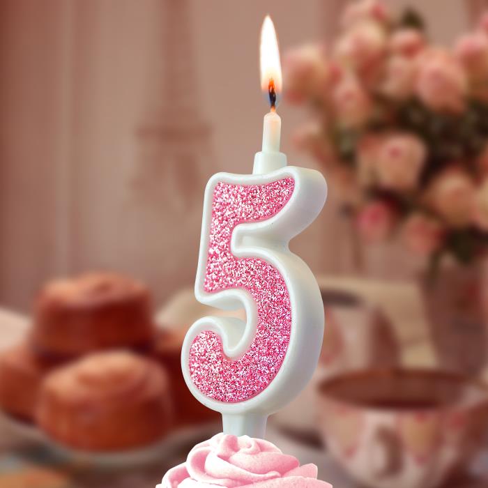 свеча тортовая 5 "суперблеск" розовый