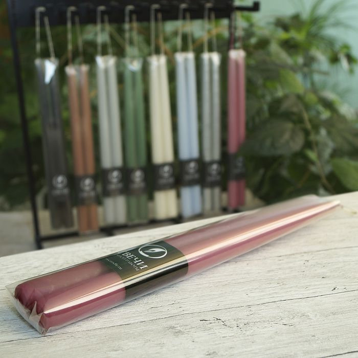 свеча античная ручной работы 2 шт 30 см (розовая)