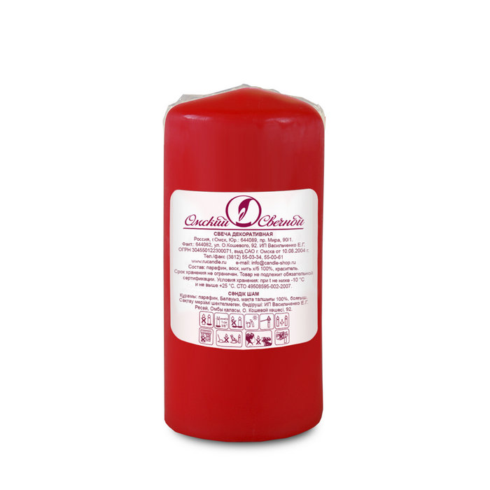 свеча пеньковая 50х115 красная