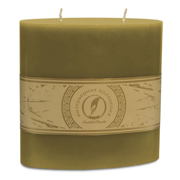свеча овальная призма 150х75х150 2 фитиля оливковый